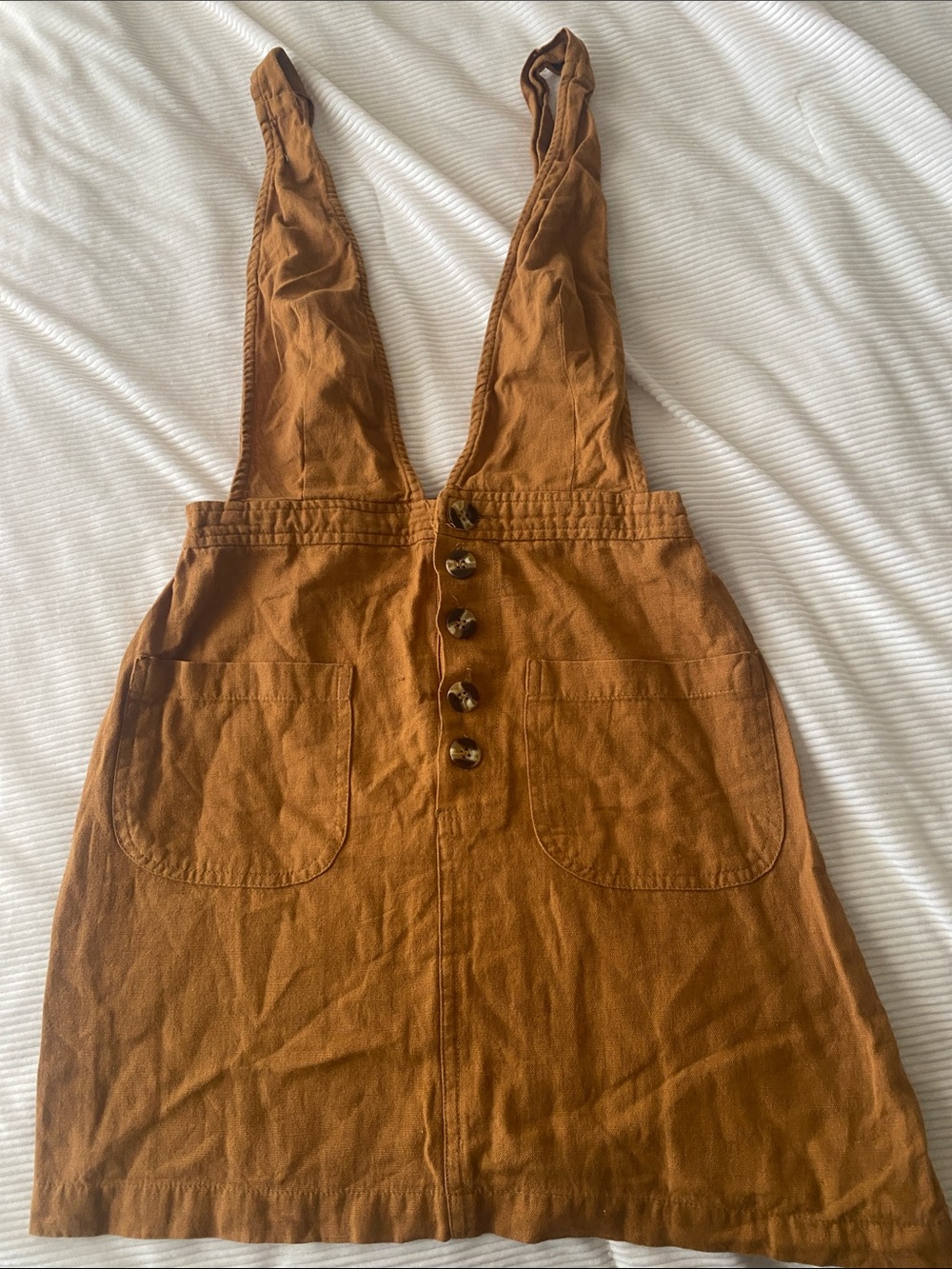 Japna Rust Brown Button-Front Overall Skirt Romper